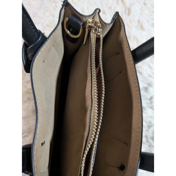 Black Faux Leather Mini Handbag With Gold Hardware & Double Handles - Picture 10 of 14